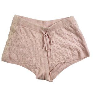 Minnierose Women Sz Medium Baby Pink Soft Cable Knit Soft Cashmere Shorts